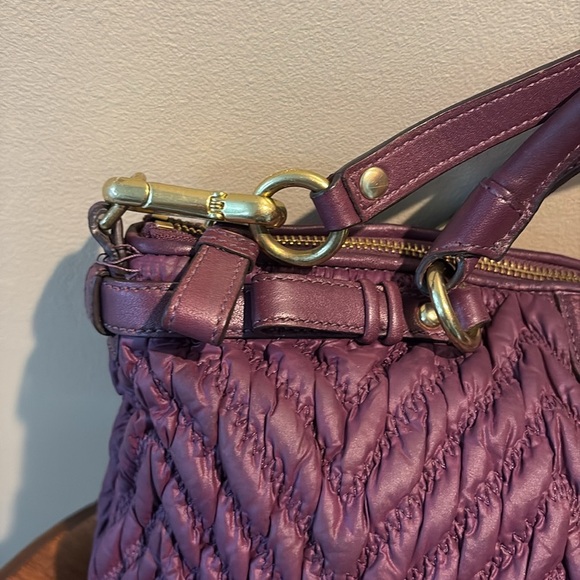 Coach Madison Sophia quilted Satchel shoulder bag dark purple excellent Cond - Picture 3 of 16